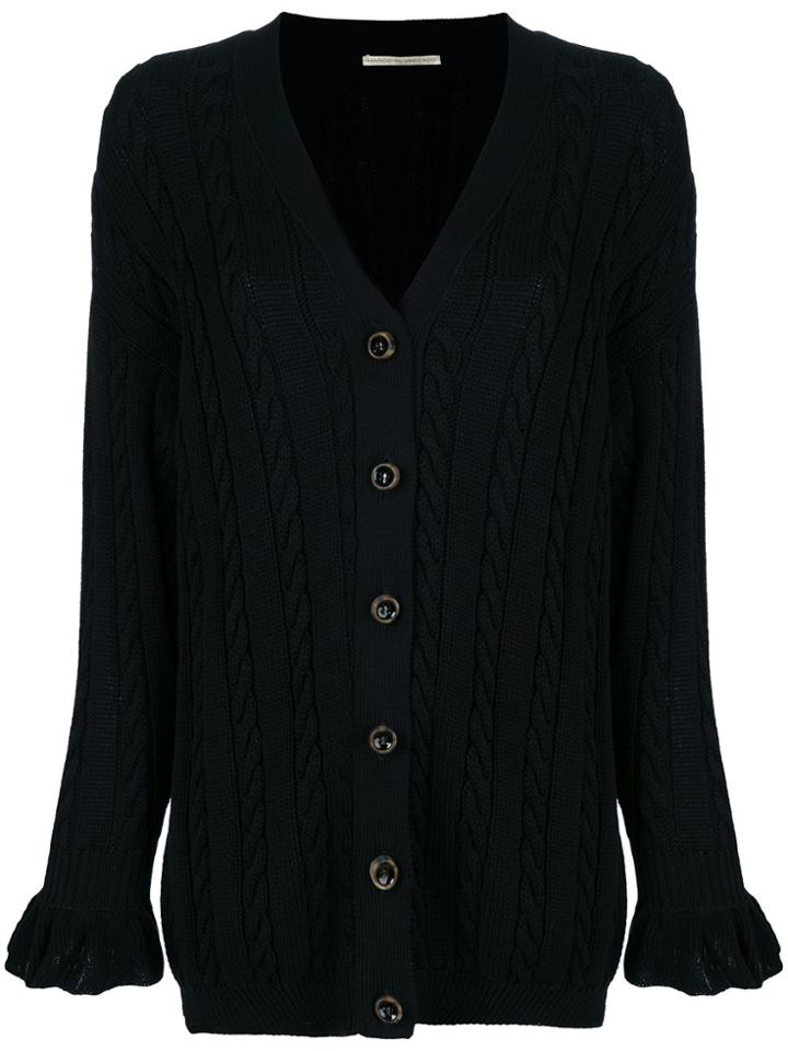 Marco De Vincenzo Frill Cuff Buttoned Cardigan - Black