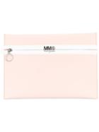 Logo Print Zip Clutch - Women - Polyester - One Size, Pink/purple, Polyester, Mm6 Maison Margiela