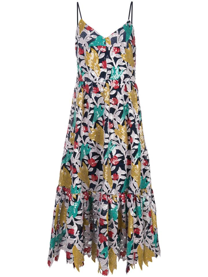 Prabal Gurung Embroidered Flared Dress - Blue