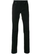 Saint Laurent Busted Knee Slim Fit Jeans - Black