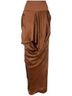 Rick Owens Draped Asymmetric Skirt - Brown