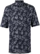 Lanvin Patterned Shirt, Men's, Size: 40, Blue, Cotton