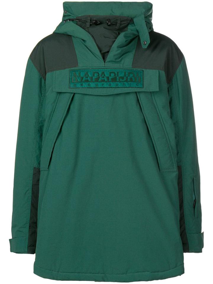 Napapijri Hooded Windbreaker Coat - Green