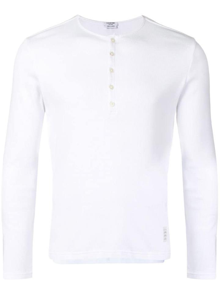 Thom Browne White Cotton Long-sleeve Henley