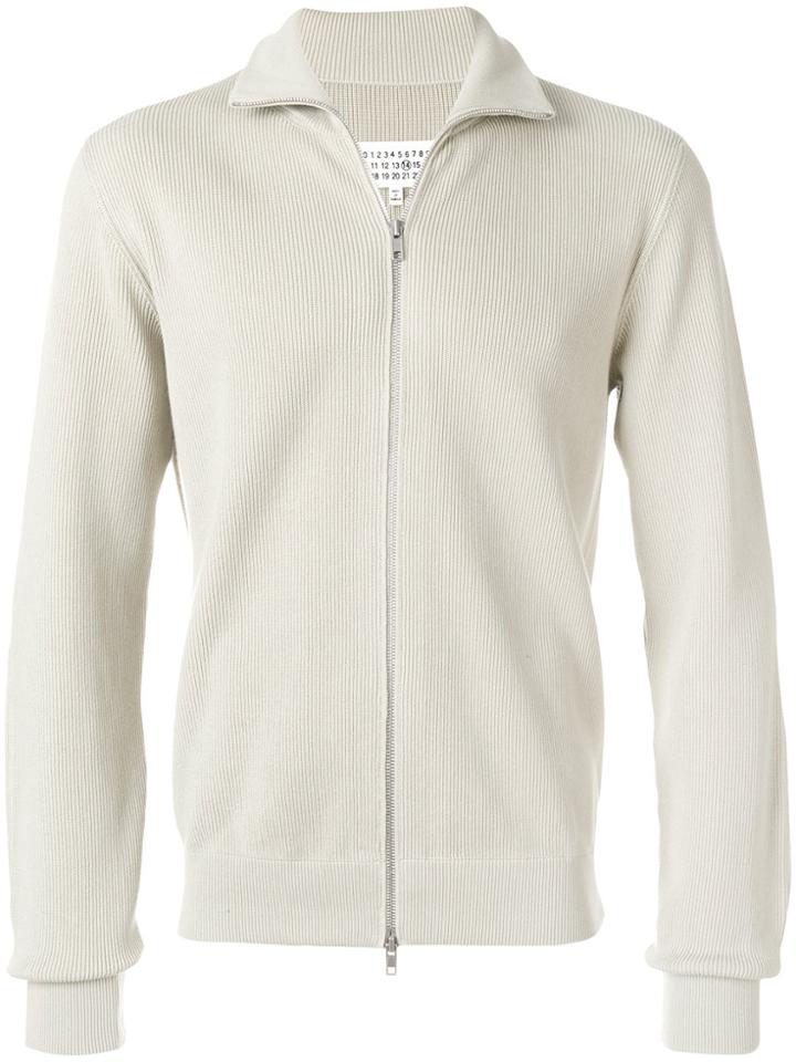 Maison Margiela Zipped Ribbed Cardigan - Nude & Neutrals