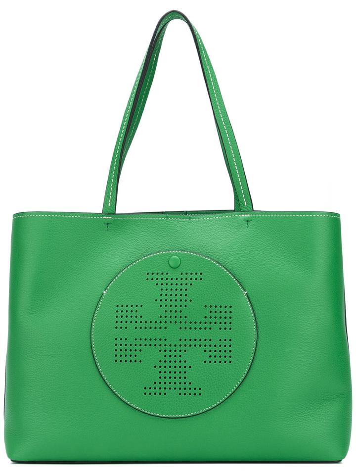 Tory Burch Perforated Logo Tote, Women's, Green, Leather
