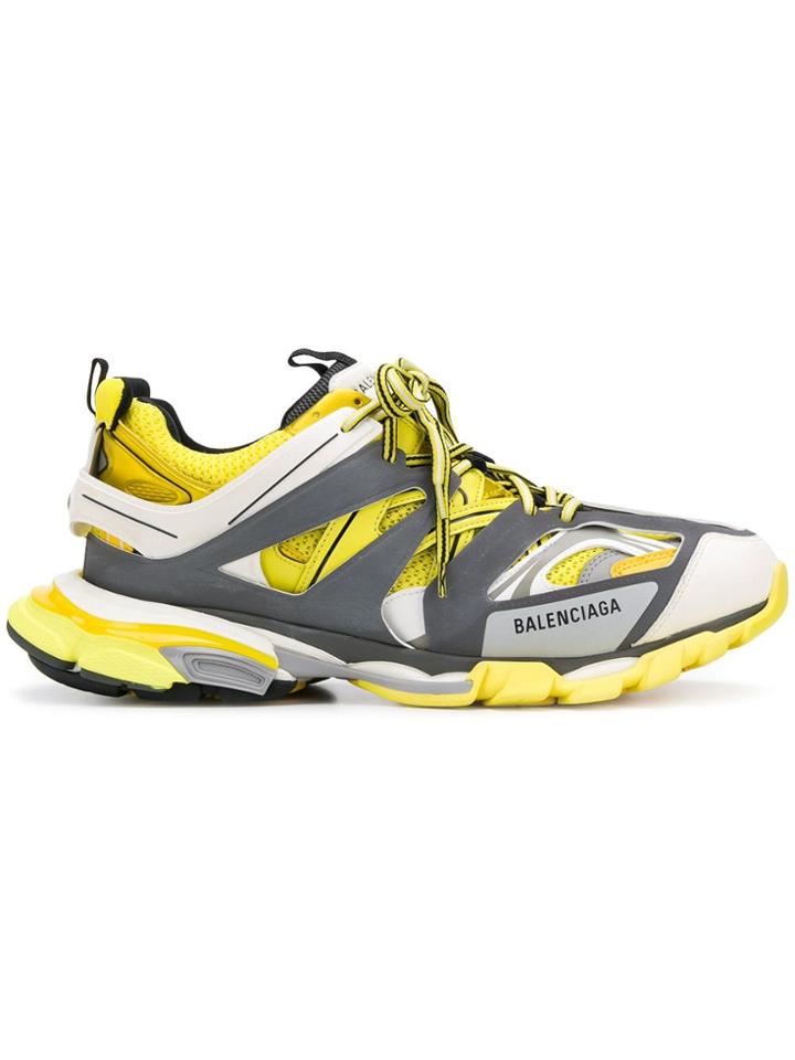 Balenciaga Panelled Lace-up Sneakers - Yellow