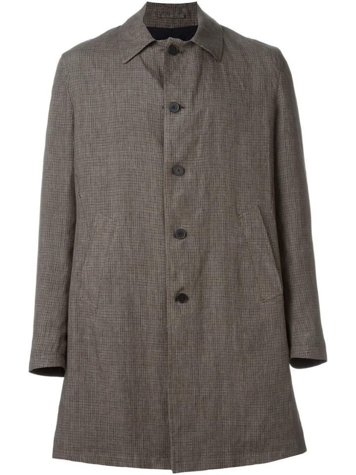 Lardini Single Breasted Checked Coat - Brown