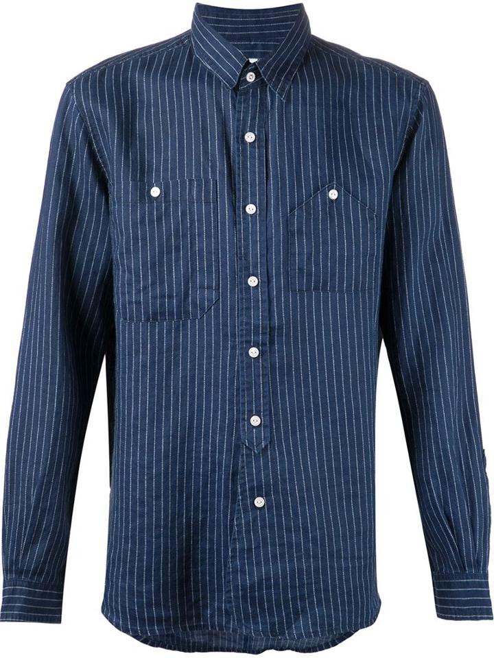 Fadeless Striped Shirt, Men's, Size: Medium, Blue, Cotton/nylon