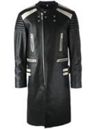 Maison Margiela Colour Block Leather Coat, Men's, Size: 50, Black, Calf Leather/wool/cotton/polyester