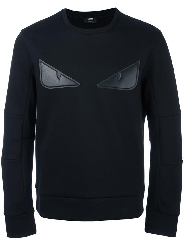 Fendi Bag Bugs Sweatshirt, Men's, Size: 48, Black, Cotton/polyester/leather