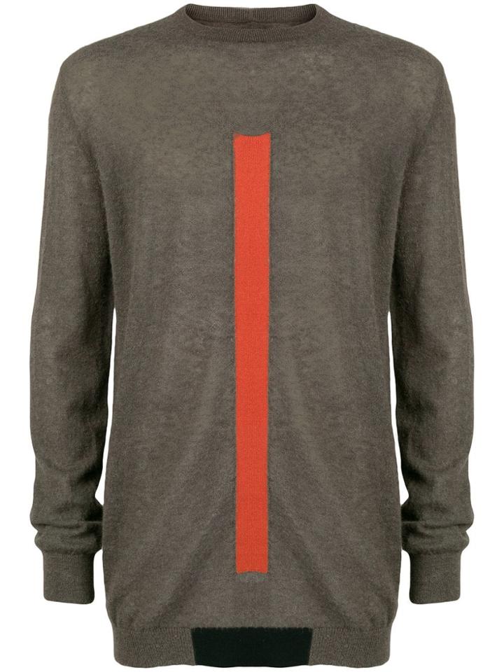 Rick Owens Longline Stripe Front Sweater - Grey