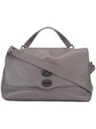 Zanellato Flap Closure Tote Bag, Men's, Grey, Leather