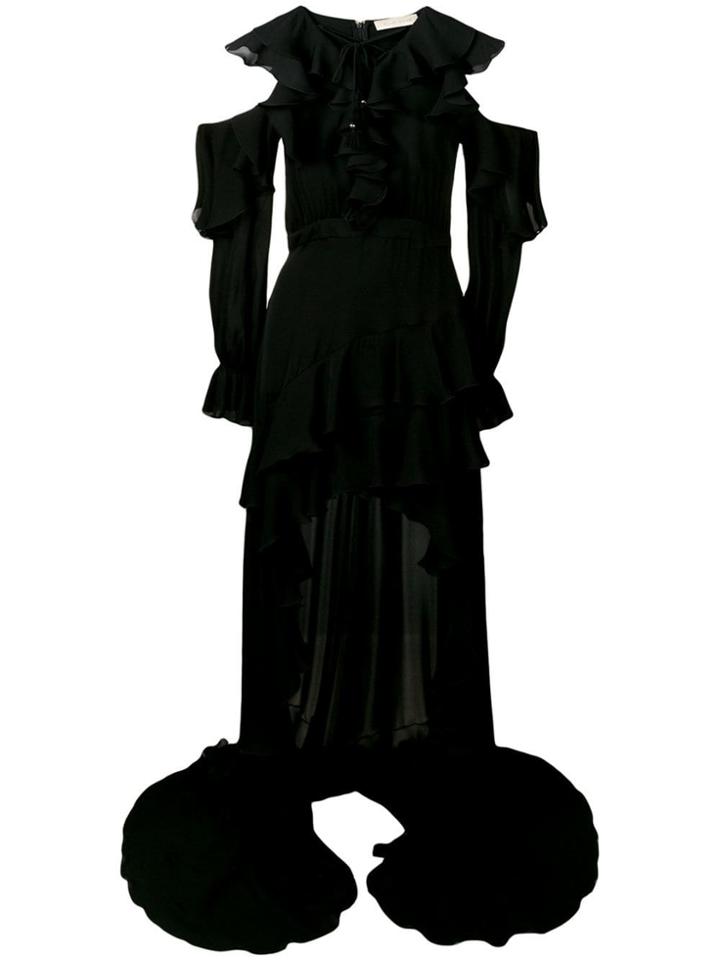 Elie Saab Long Ruffled Dress - Black