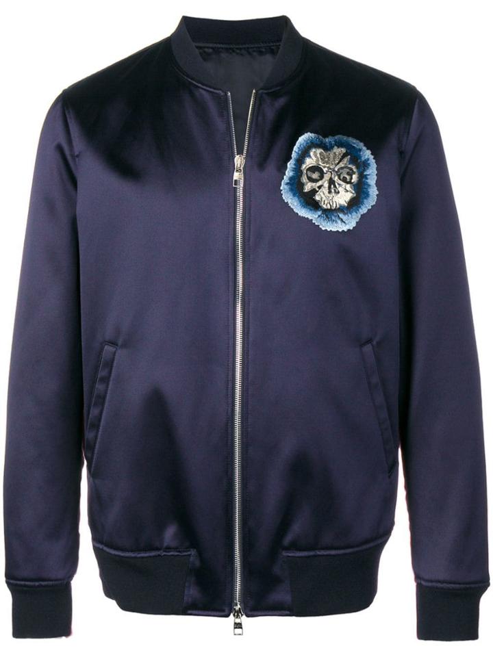 Alexander Mcqueen Colour-blocked Bomber Jacket - Blue