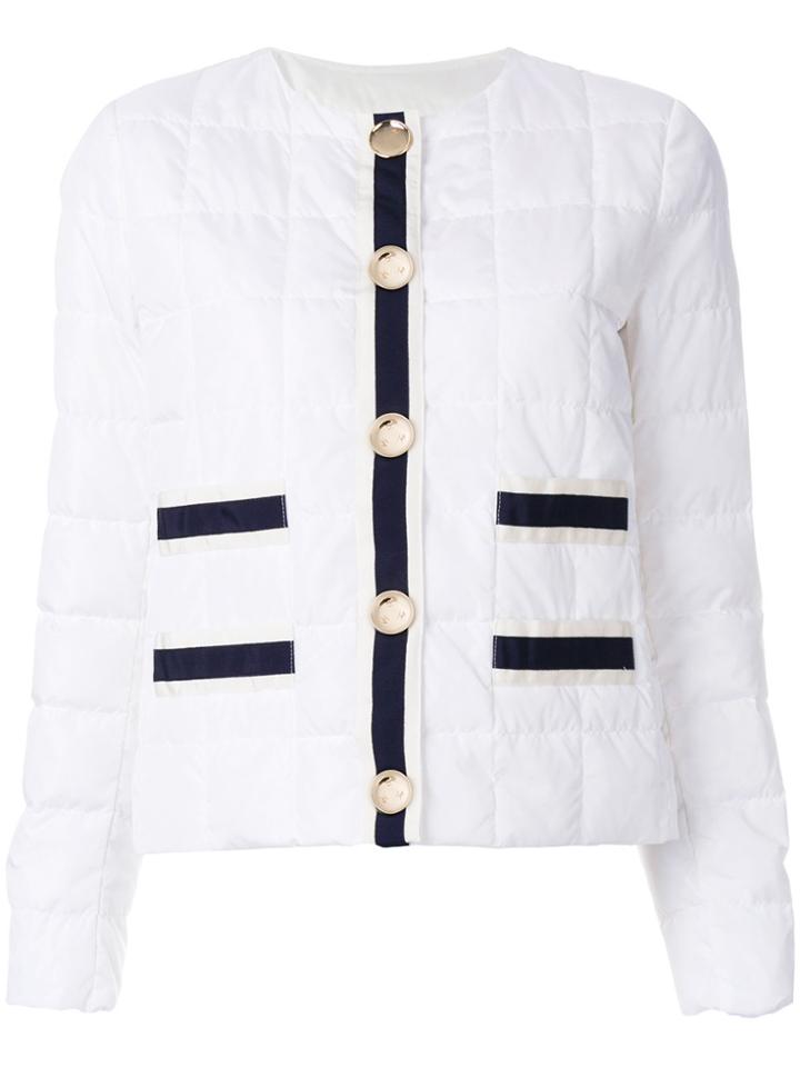 Fay Stripe Panelled Quilted Jacket - White