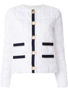 Fay Stripe Panelled Quilted Jacket - White