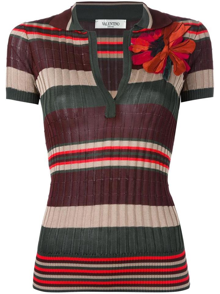 Valentino Striped Polo Shirt, Women's, Size: Medium, Viscose/silk