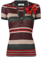 Valentino Striped Polo Shirt, Women's, Size: Medium, Viscose/silk