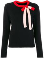 Chinti & Parker Contrasting Bow Tie Sweater - Black