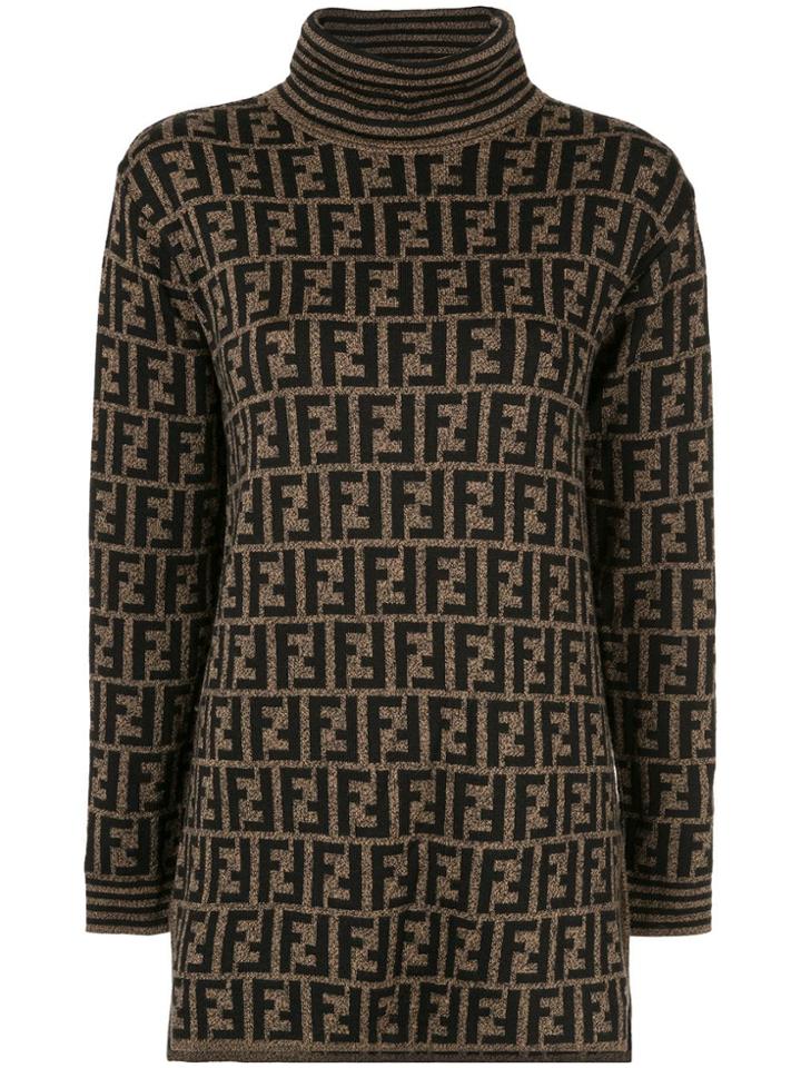 Fendi Vintage Ff Logo Jumper - Yellow