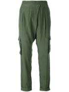 P.a.r.o.s.h. - Sibel Cropped Trousers - Women - Silk - L, Green, Silk