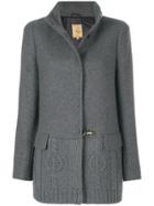 Fay Knitted Panel Coat - Grey