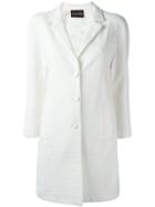 Emporio Armani Single Breasted Overcoat, Women's, Size: 44, White, Cotton/polyamide/spandex/elastane