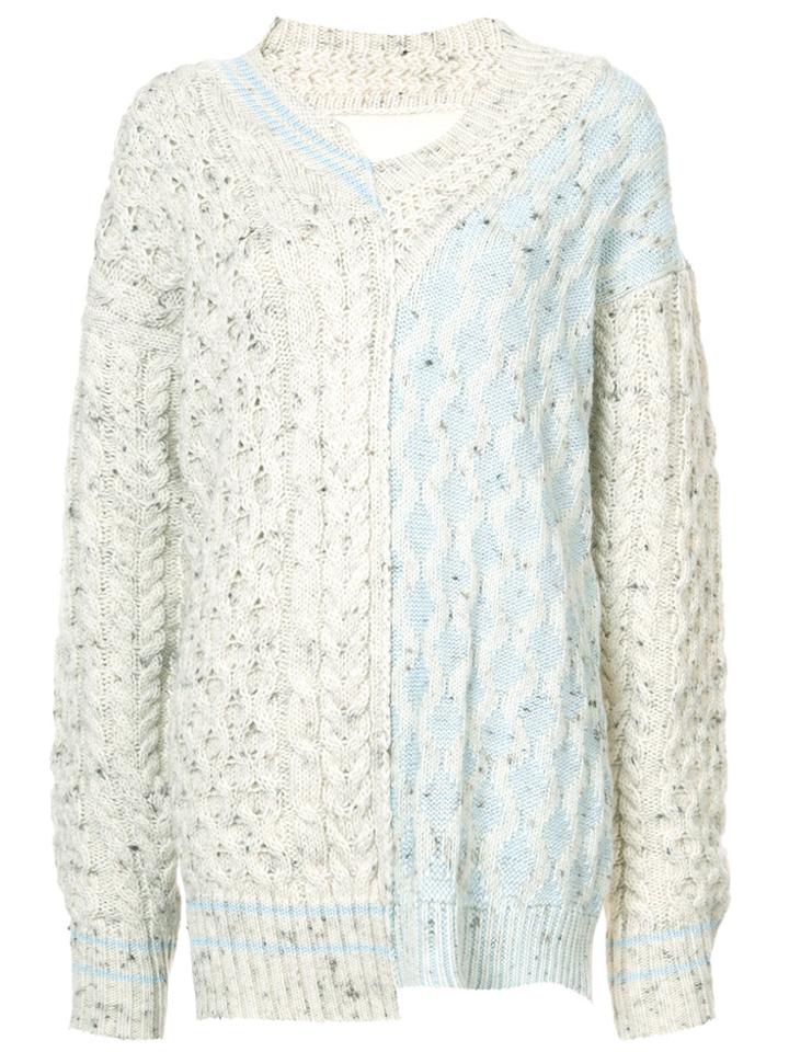 Maison Margiela Embroidered Knitted Sweater - Blue