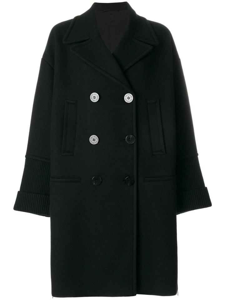 Neil Barrett Ribbed Detail Double Breasted Coat - Black