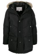 Woolrich Fur-trim Hood Padded Coat - Black