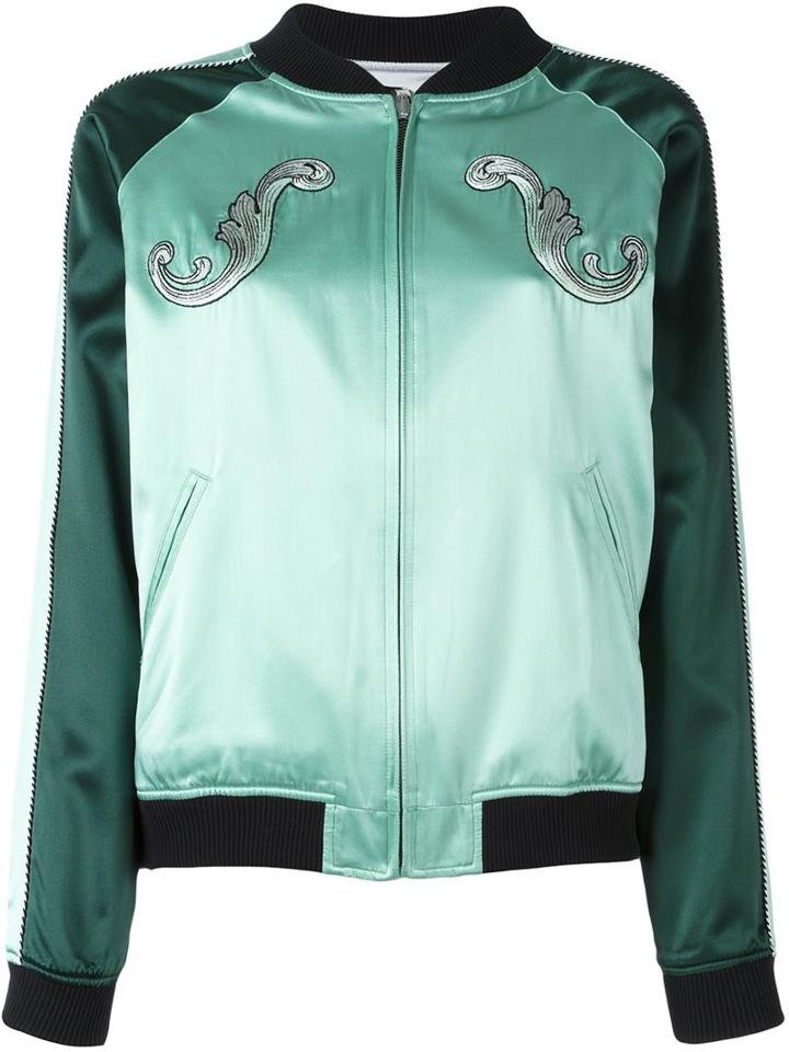 Opening Ceremony Zipped Bomber Jacket, Women's, Size: Small, Green, Silk