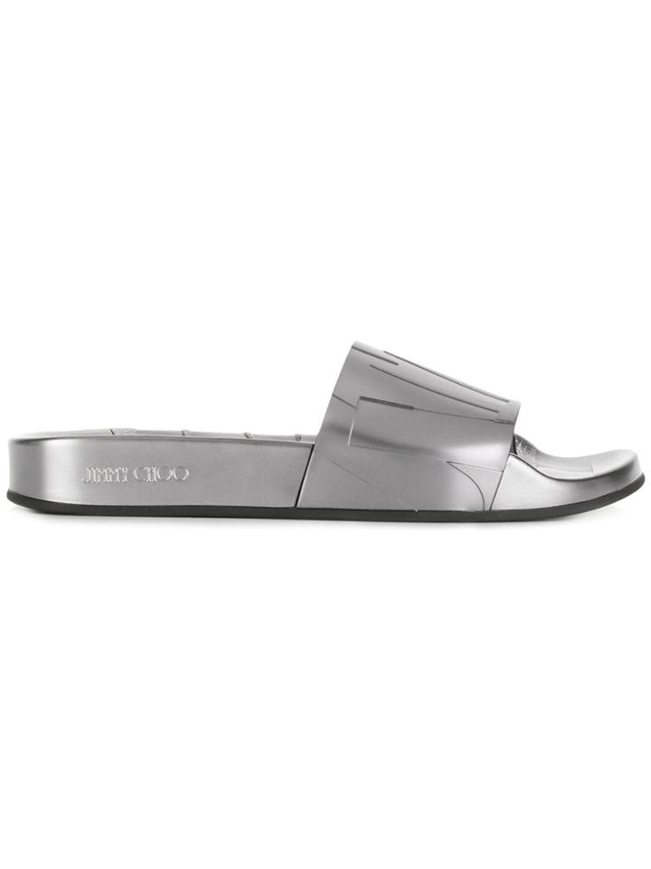 Jimmy Choo Rey/f Pool Slides - Metallic