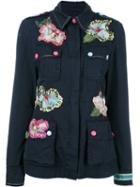 History Repeats Embroidered Shirt Jacket, Women's, Size: 46, Blue, Cotton