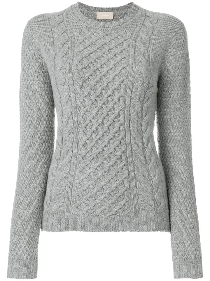 Drumohr Cable Knit Crew Neck Jumper - Grey