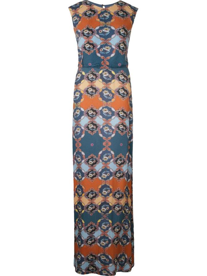 Emannuelle Junqueira Abstract Print Crew Neck Gown
