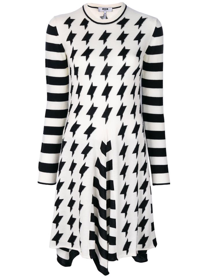 Msgm Roll Neck Contrast Dress - Black