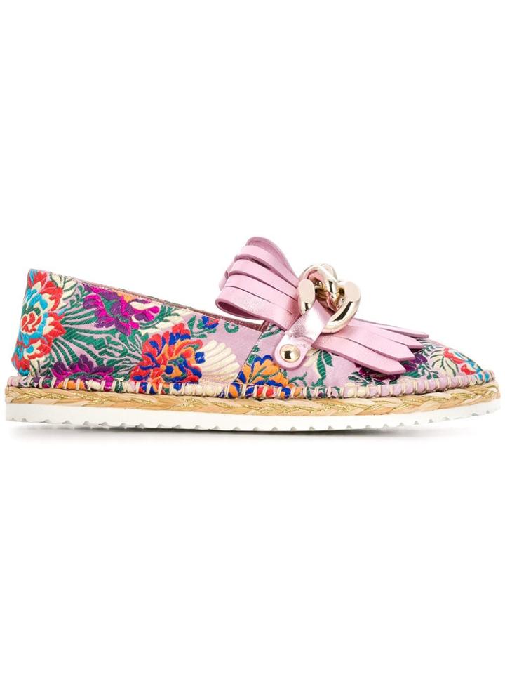Casadei Floral Embroidered Espadrilles - Pink