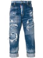 Dsquared2 Distressed Slack Fit Jeans - Blue
