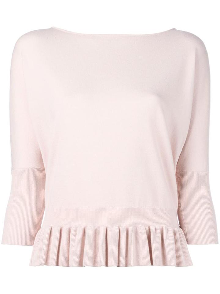 Milly Peplum Hem Jumper, Women's, Size: Medium, Pink/purple, Viscose/polyester