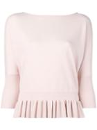 Milly Peplum Hem Jumper, Women's, Size: Medium, Pink/purple, Viscose/polyester