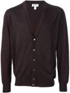 Brioni V-neck Cardigan, Men's, Size: 50, Red, Silk/wool