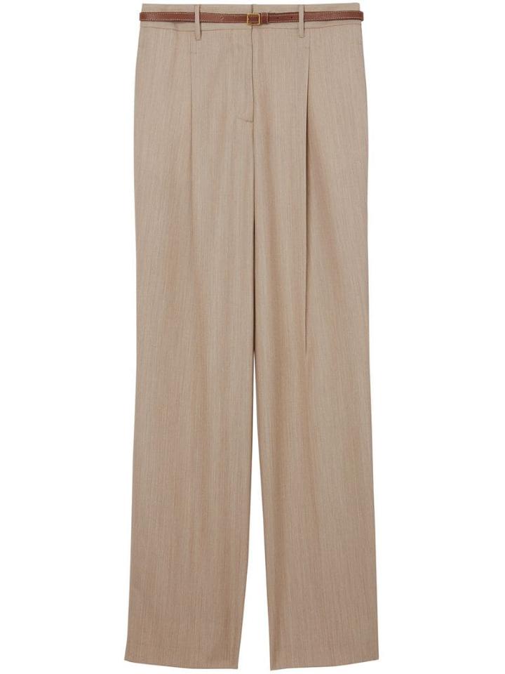 Burberry Leather Stripe Tailored Trousers - Neutrals