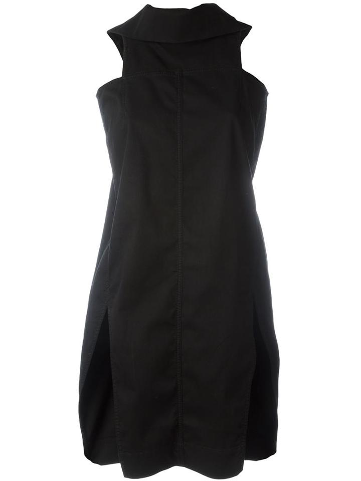 Rick Owens Drkshdw High Boat Neck Dress, Women's, Size: Medium, Black, Cotton/spandex/elastane
