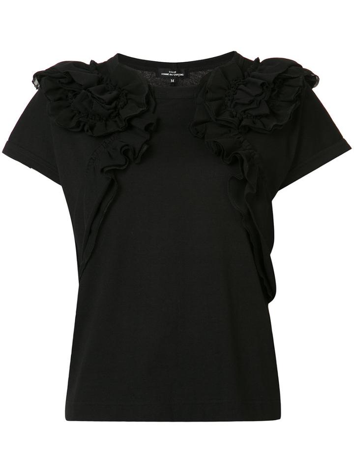 Comme Des Garçons Tricot Ruffle Detail T-shirt, Women's, Size: Medium, Black, Polyester/cotton