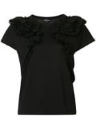 Comme Des Garçons Tricot Ruffle Detail T-shirt, Women's, Size: Medium, Black, Polyester/cotton
