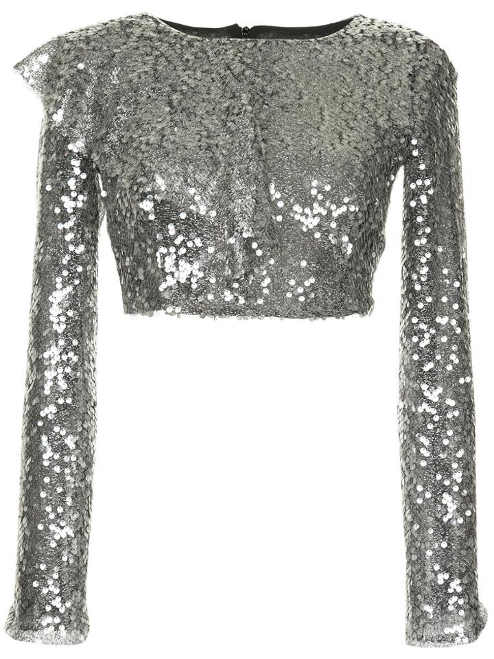 Walk Of Shame Sequin Cropped Top - Metallic