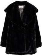 We11done Faux Fur Oversized Coat - Black