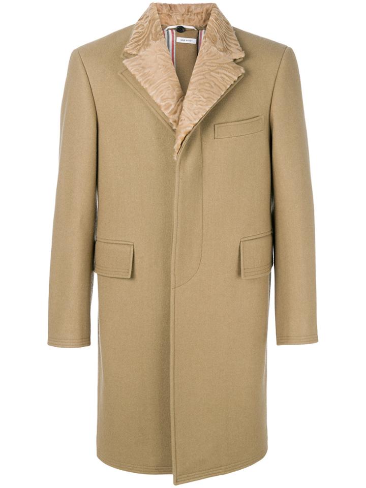 Thom Browne Detachable Fur Collar And Lapel Pilot Cloth Button-back