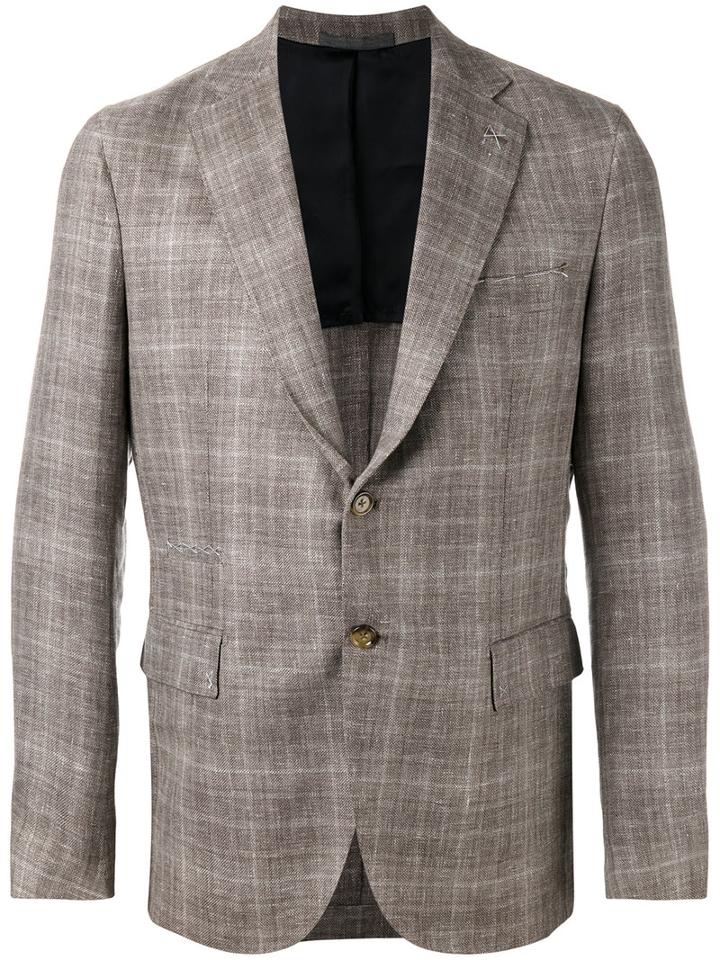 Eleventy Chest Pocket Blazer, Men's, Size: 56, Brown, Linen/flax/cupro